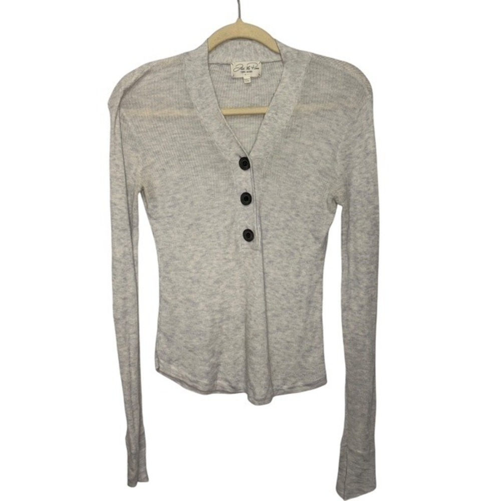Feel The Piece Blouse Women's Medium/Large Ribbed Cashmere Blend Gray